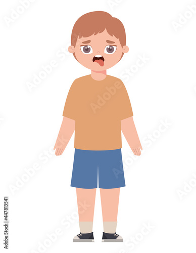 young boy with disgust