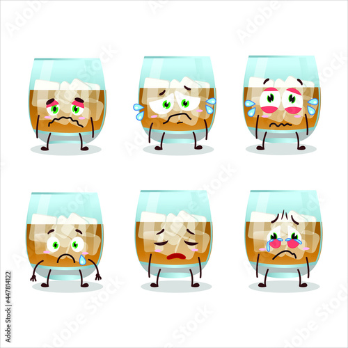 Rum drink cartoon character with sad expression. Vector illustration
