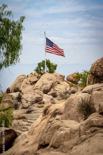 An American flag on Mount Rubidoux in Riverside California.