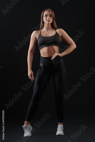 fitness lady in black sportswear