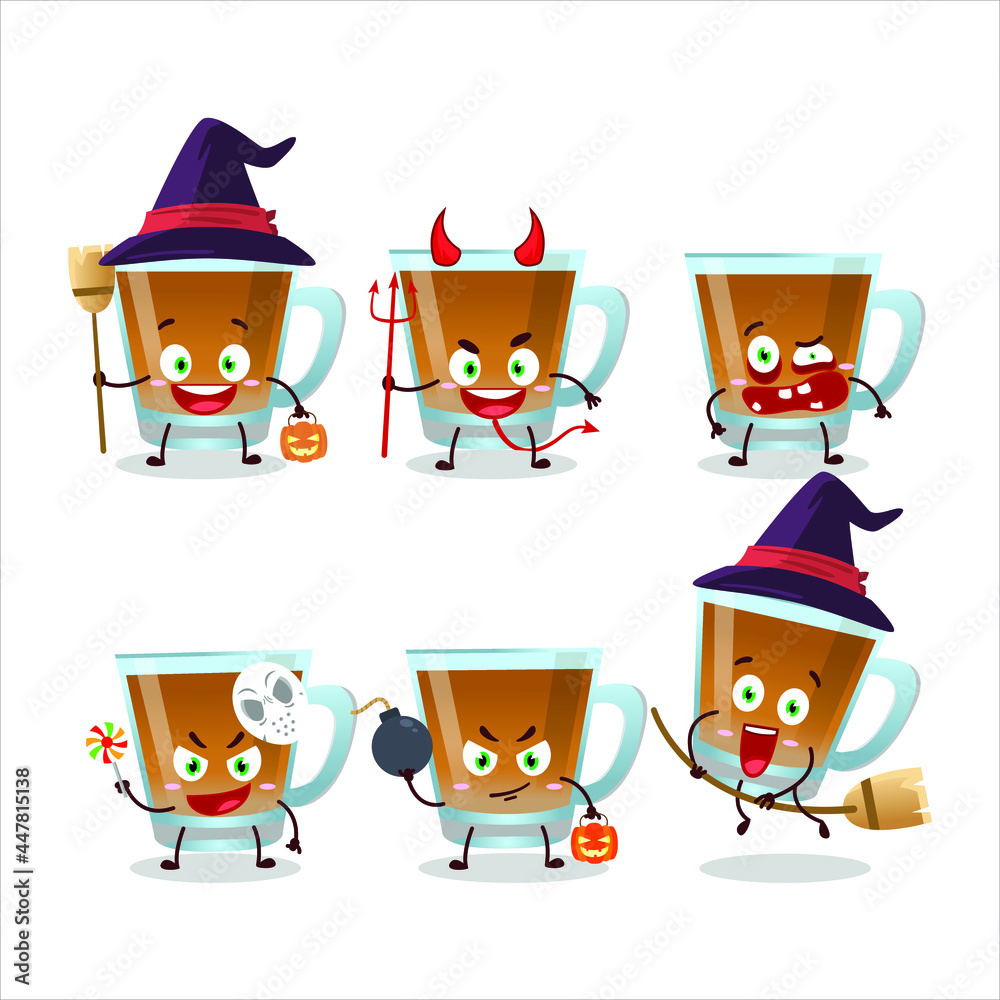 Halloween expression emoticons with cartoon character of shaah hawash. Vector illustration