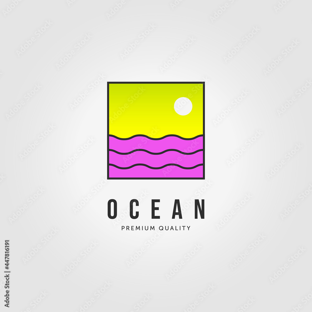 Obraz premium Label if Nautical Logo Ocean Sunset Icon Concept Vintage Vector Illustration Design