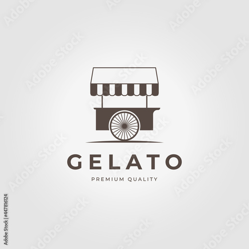 Gelato Ice Cream Cart Icon Logo Vintage Vector Design