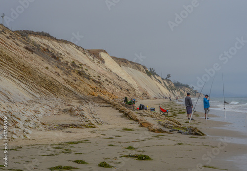 Gaviota State Park on the rocky coast of the Pacific Ocean in Goleta, Santa Barbara County, California