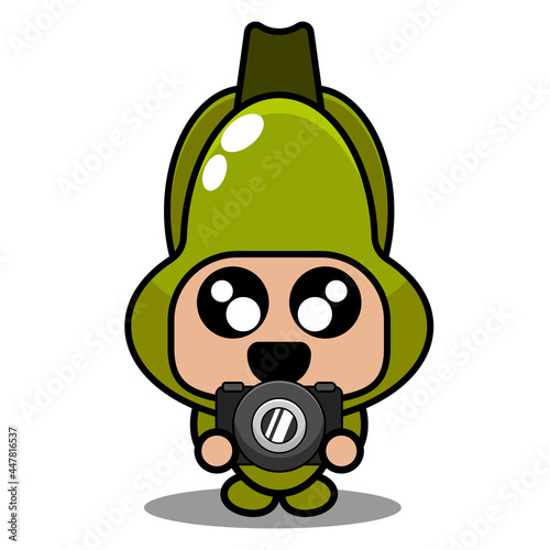 vector cartoon character simple chayote vegetable mascot costume holding camera photo