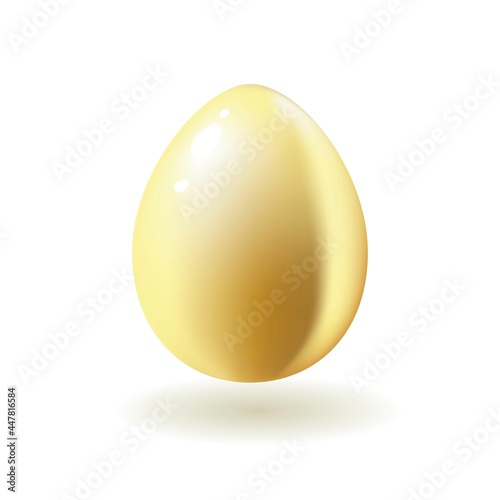 Realistic gold egg isolated on white background. Vector illustration. Easter celebration, religion holiday. Catholic, orthodoxy.