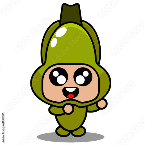 vector cartoon character simple chayote vegetable mascot costume in dubbing style