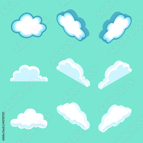 Isometric Drawing of Cloud Cloudy Weather with Pastel Color Scheme, Flat Cartoon Vector Illustration can be used as Icon, Logo or Avatar