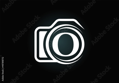 Initial O monogram letter alphabet with a camera icon. Photography logo vector illustration. Modern logo design for photography business, and company identity.