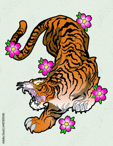 tiger with flowers
