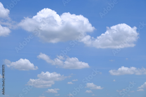 White clouds and blue sky.