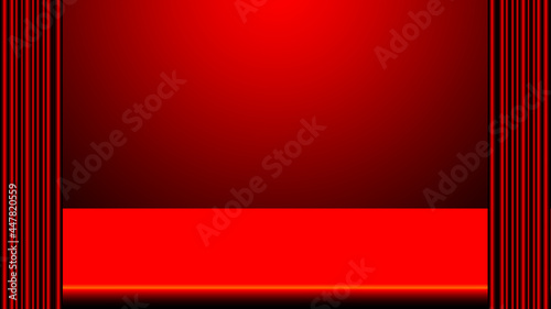 Vector, Blank live red color studio space background, product display with copy space for content design display.Banner to advertise products on website