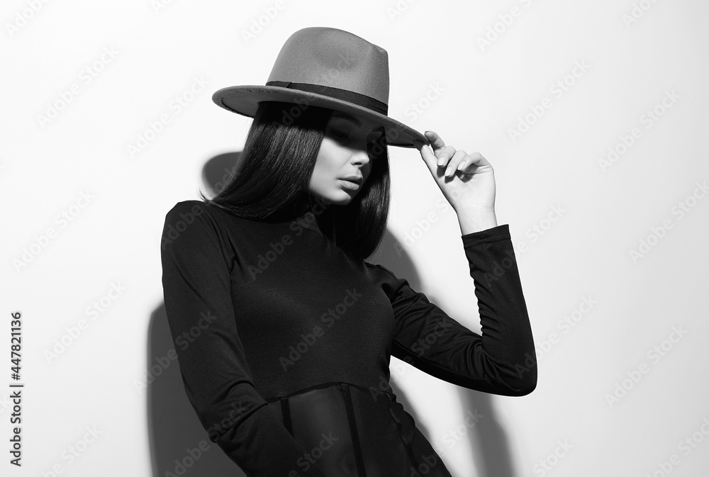 Beautiful young woman in hat. fashion beauty portrait Beautiful young woman in hat. fashion beauty portrait