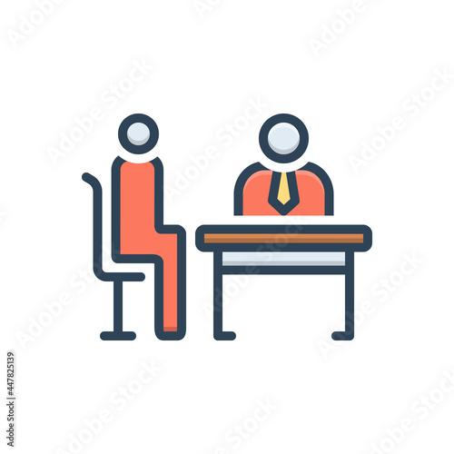 Color illustration icon for interview 