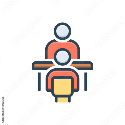 Color illustration icon for meeting

