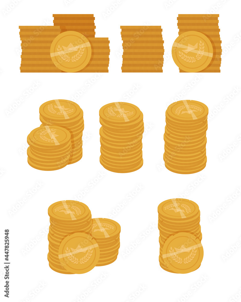Stacks of gold coins-a set.