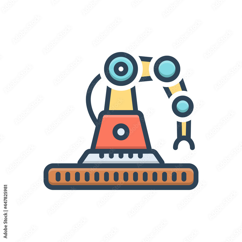 Color illustration icon for industrial robot