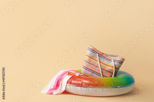 Colorful striped beach bag,...