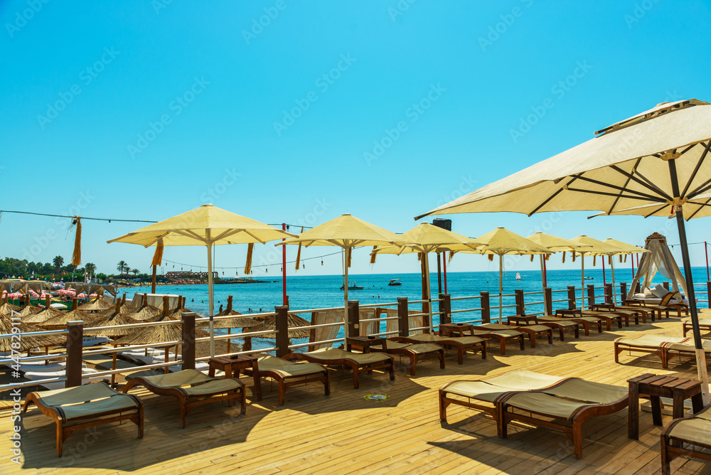 ANTALYA, TURKEY: Landscape on Lara beach on the Mediterranean coast in Antalya. ANTALYA, TURKEY: Landscape on Lara beach on the Mediterranean coast in Antalya.