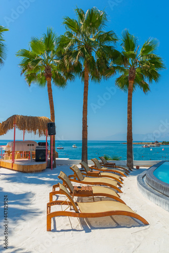 ANTALYA, TURKEY: Beautiful territory of Fosforlu beach on a sunny day. photo