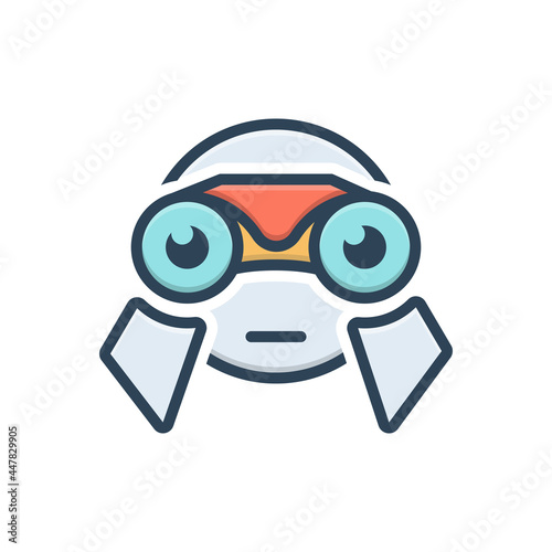 Color illustration icon for observation watching 