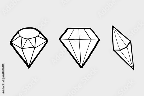 Doodle hand draw diamond set, vector illutration.