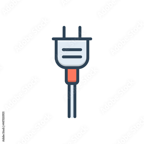Color illustration icon for plug power