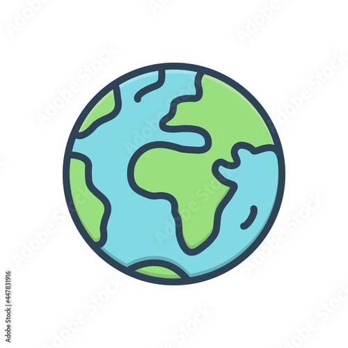 Color illustration icon for earth 