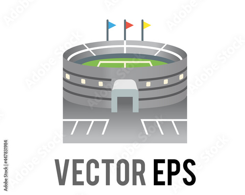 Vector gradient gray large capacity outdoor football or soccer stadium icon in the city