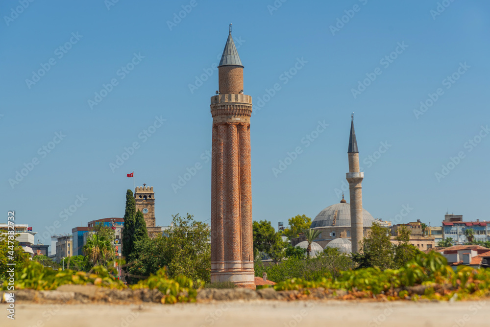 ANTALYA, TURKEY: Yivli Minare Mosque is a Landmark in Antalyas Old town Kaleici.