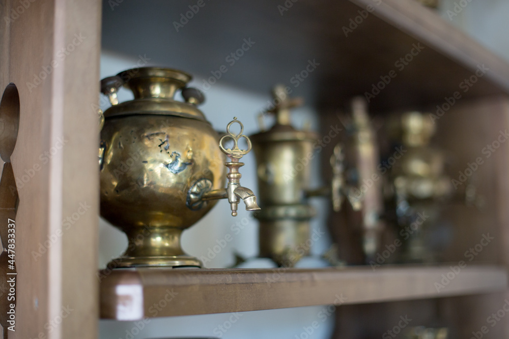 Antique samovar made of copper and bronze Antique samovar made of copper and bronze
