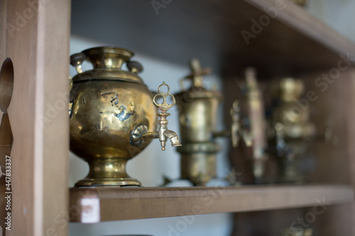 Antique samovar made of copper and bronze