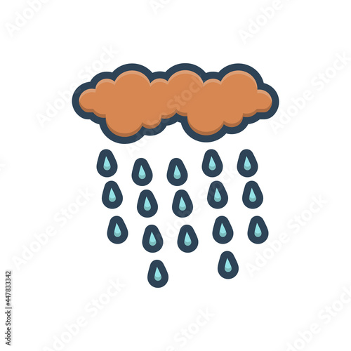 Color illustration icon for rain 