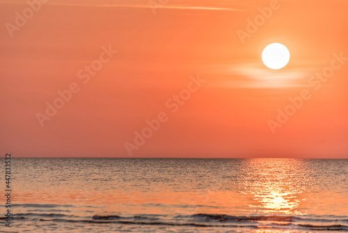 Orange Sunset on the Baltic Sea in Summer