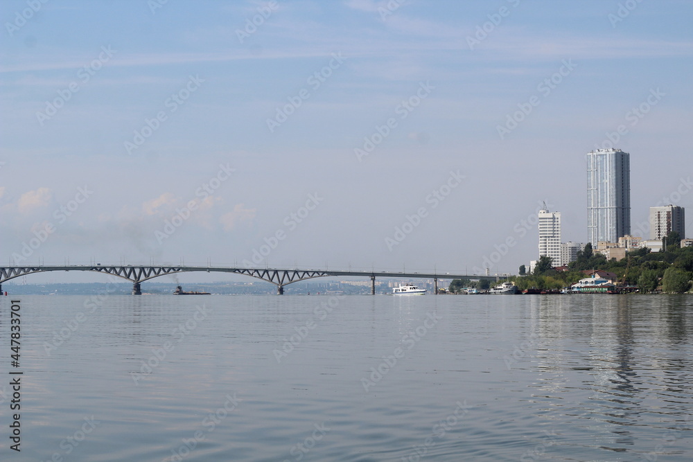 Russia. Bridge in Saratov city. River Volga