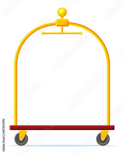 Empty Hotel Luggage Cart. Hotel Baggage Trolley