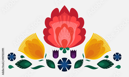 Folk floral design element. Polish decoration ornament. Vector illustration, EPS 10