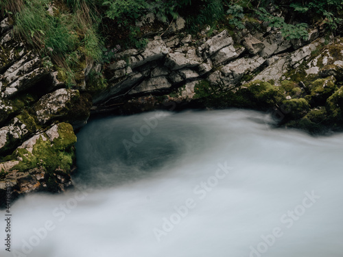 waterfall in the mountains  Vintgar Gorge  Slovenia