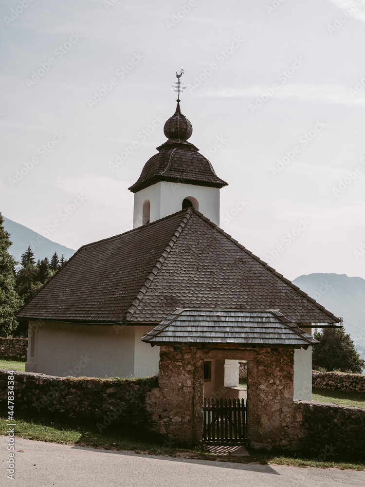 old wooden church in the mountains