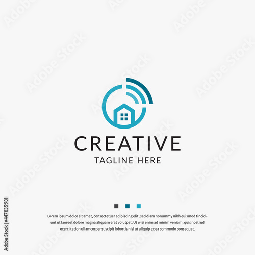 Wifi home logo icon design template vector