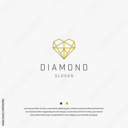 Diamond line style geometric elegant luxury gold logo icon design template vector