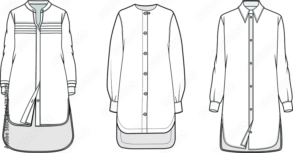 Tent Coat Technical Fashion Illustration With Long Sleeves Round Lapel  Collar Oversized Trapeze Body Knee Length Flat Jacket Template Front  Back White Grey Color Women Men Unisex CAD Mockup Royalty Free SVG