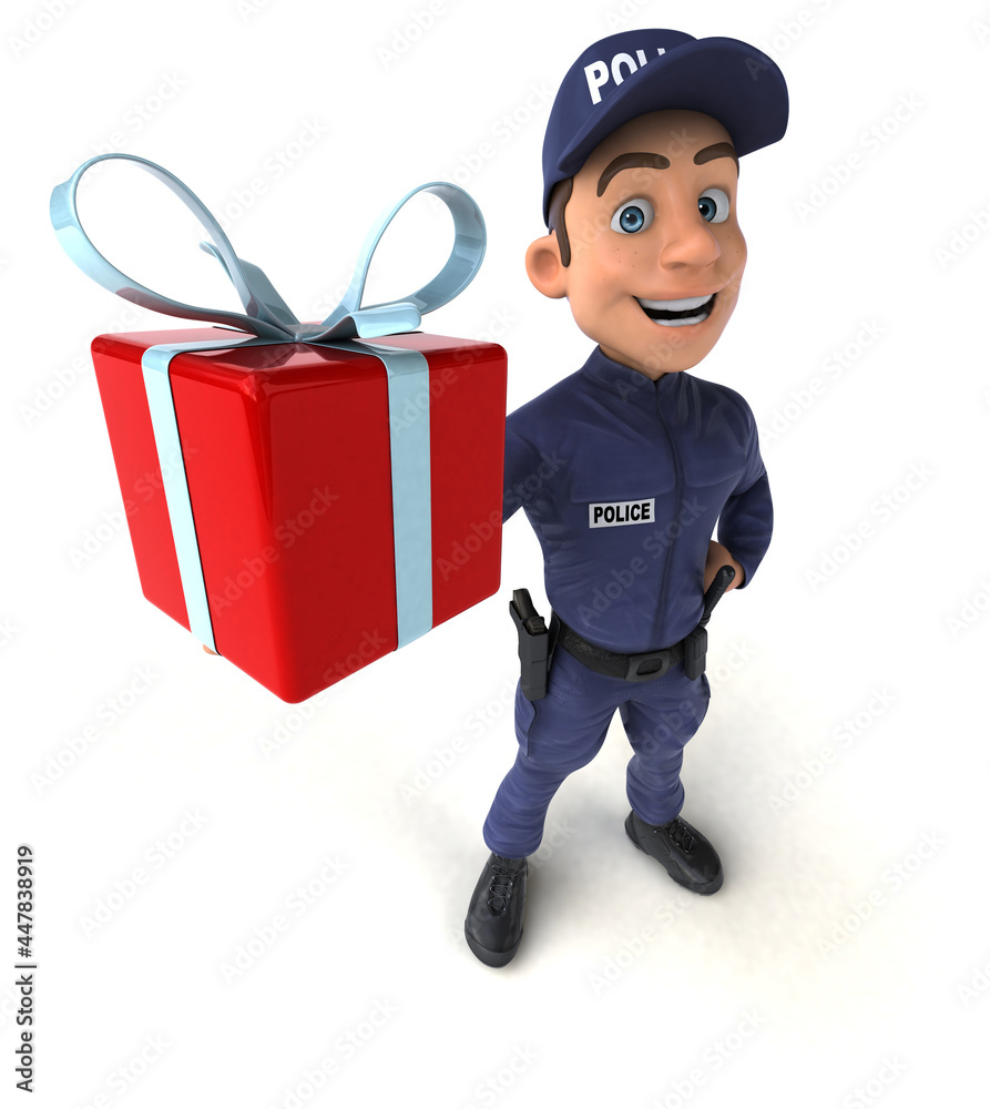 Fun 3D illustration of a cartoon Police Officer Fun 3D illustration of a cartoon Police Officer