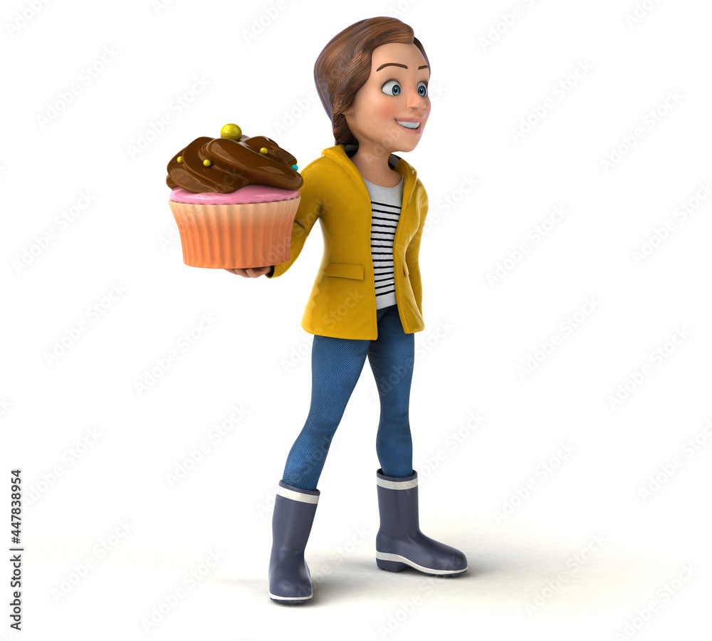 Obraz premium Fun 3D illustration of a cartoon teenage girl