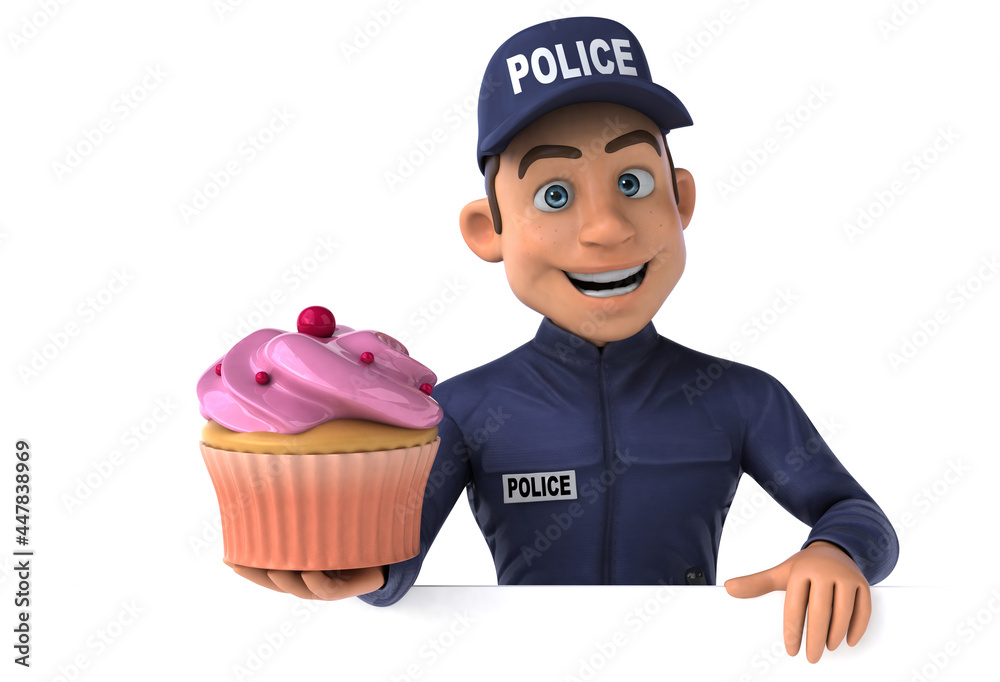 Fun 3D illustration of a cartoon Police Officer Fun 3D illustration of a cartoon Police Officer