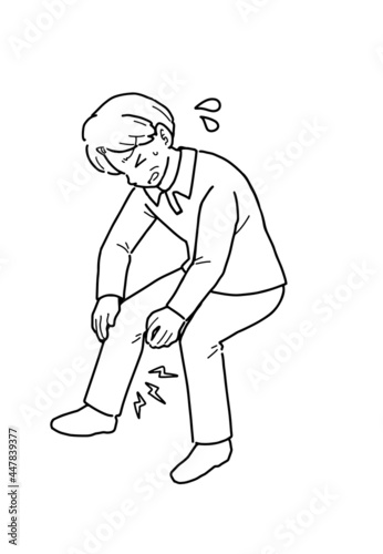 脳梗塞の前兆　ふくらはぎが痛い男性のイラスト