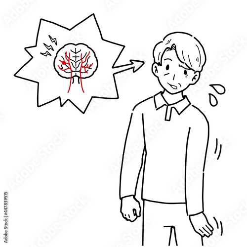 脳梗塞で半身麻痺になってしまった男性のイラスト