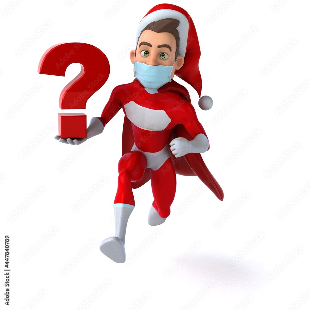 Fun 3D illustration of a cartoon Santa Claus with a mask Fun 3D illustration of a cartoon Santa Claus with a mask