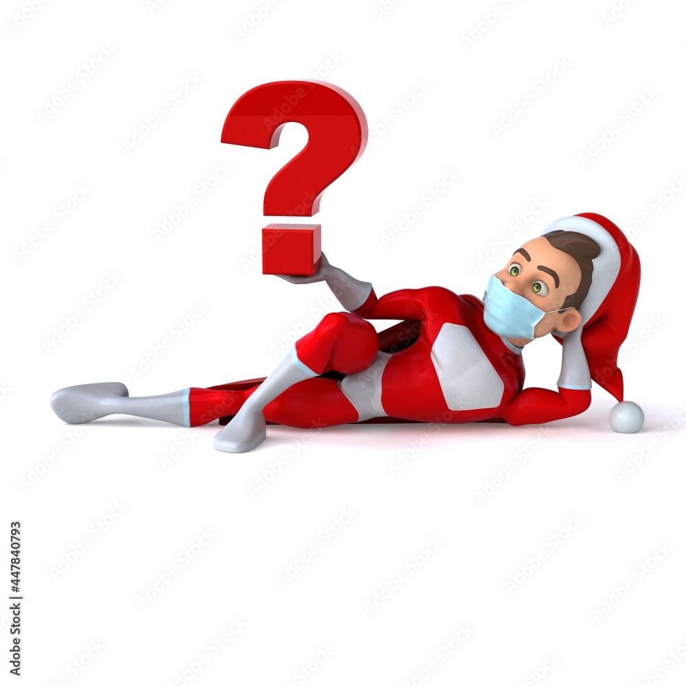Fun 3D illustration of a cartoon Santa Claus with a mask Fun 3D illustration of a cartoon Santa Claus with a mask