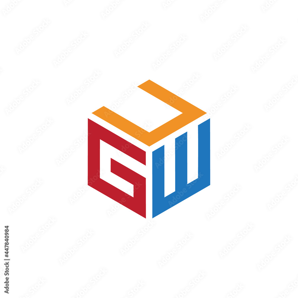 Hexagon logo with the letters UGW design Hexagon logo with the letters UGW design